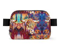 Marsupio da viaggio con mucca delle Highlands, quadrato, stile casual, per uomo e donna