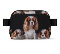 Marsupio da viaggio con scritta "Cavalier King Charles Spaniel Mother with Cuccioli", da viaggio, quadrato, stile casual, per uomo e donna