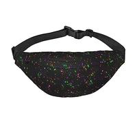 Marsupio da viaggio leggero con motivo arcobaleno con schizzi di neon su sfondo scuro, con cinghia regolabile, Nero , Taglia unica, Cintura per soldi