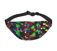 Marsupio da viaggio leggero con schizzi di vernice arcobaleno, con cinghia regolabile, Nero , Taglia unica, Cintura per soldi
