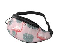 Marsupio decorativo con albero per uomo e donna, alla moda, regolabile, per viaggi, sport, camminata, Foglie Di Palma Di Fenicottero Estivo, Taglia unica