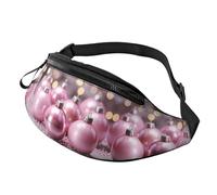 Marsupio decorativo con albero per uomo e donna, alla moda, regolabile, per viaggi, sport, camminata, Palline di Natale rosa, Taglia unica