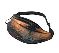 Marsupio decorativo con albero per uomo e donna, alla moda, regolabile, per viaggi, sport, camminata, Superficie dell'acqua nel tramonto, Taglia unica