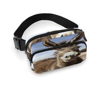 Marsupio divertente con asino con cinturino regolabile alla moda per sport all'aria aperta escursionismo, bianco, 20 x 13 cm, marsupio stampato