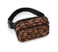 Marsupio divertente con chicchi di caffè tostato con cinturino regolabile Marsupio alla moda per sport all'aria aperta escursionismo, bianco, 20 x 13 cm, marsupio stampato completo