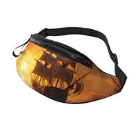 Marsupio divertente con lama in stile cartone animato, unisex, borsa a tracolla regolabile, adatto per viaggi, escursionismo, escursionismo, corsa, Nave pirata fantasia, Taglia unica