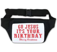 Marsupio divertente con scritta "Go Jesus It's Your Birthday Merry Christmas", bianco