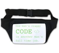 Marsupio divertente con scritta "One Man's Code is Another Man's Full Time Job", colore: bianco
