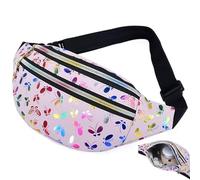 Marsupio Donna Glitter Bambini,Marsupio Bambini Ragazze,Marsupio Anni 80,Marsupio Donna Neon,marsupio fluo,Stampa Farfalla Moda Impermeabile marsupio,Adatto a Sagre,Viaggi,Feste (Rosa)