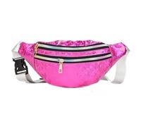 Marsupio Donna Marsupio argento con paillettes Marsupio da donna in oro lucido Marsupio da uomo Marsupio da corsa Borsa da viaggio sportiva tascabile impermeabile(Rose Red)