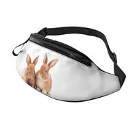 Marsupio elegante 3D a forma di coniglio bianco, per donne e uomini, leggero, con tasche con cerniera, cintura regolabile per passeggiate con il cane, corsa, ciclismo, escursionismo, sport all'aria