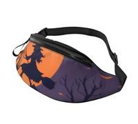 Marsupio elegante 3D con strega volante di Halloween, per donne e uomini, leggero, con tasche con cerniera, cintura regolabile per passeggiate con il cane, corsa, ciclismo, escursionismo, sport