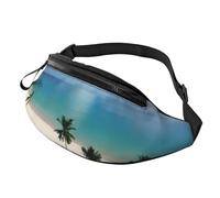 Marsupio elegante 3D da spiaggia e palme, per donne e uomini, leggero, con tasche con cerniera, cintura regolabile per passeggiate con il cane, corsa, ciclismo, escursionismo, sport all'aria aperta