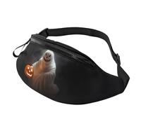 Marsupio elegante 3D da strega di Halloween, per donne e uomini, leggero, con tasche con cerniera, cintura regolabile per passeggiate con il cane, corsa, ciclismo, escursionismo, sport all'aria aperta