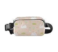 Marsupio elegante a forma di cigno bianco carino, per donne e uomini, mini borsa a tracolla con tracolla regolabile, per shopping, sport, lavoro, Cartoon Carino Nobile Cigno Bianco, 1 size