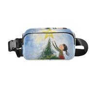 Marsupio elegante con cavallo da cowboy, per donne e uomini, mini borsa sportiva a tracolla con tracolla regolabile per viaggi, Albero di Natale Star Girl, 1 size