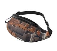Marsupio elegante con delfino, unisex, alla moda, per festival, viaggi, sport, passeggiate, Città Vecchia di Dubrovnik, Taglia unica