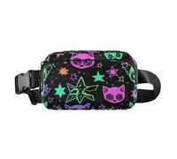 Marsupio elegante con gatti e stregoneria in stile cartone animato, per donne e uomini, impermeabile, con cinghia regolabile, per viaggi, shopping, corsa