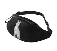 Marsupio elegante con gatto bianco 3D, per donne e uomini, leggero, con tasche con cerniera, cintura regolabile per passeggiate con il cane, corsa, ciclismo, escursionismo, sport all'aria aperta, 3D