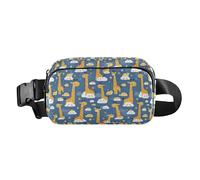 Marsupio elegante con immagine di Bitcoin e fiocchi di neve, per donne, uomini, adolescenti, per viaggi, shopping, corsa, Carino Giraffe Nuvole, 1 Size