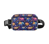 Marsupio elegante con immagine di Bitcoin e fiocchi di neve, per donne, uomini, adolescenti, per viaggi, shopping, corsa, Mandala decorato con elefanti colorati, 1 Size