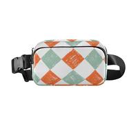 Marsupio elegante con motivo astratto verde e arancione, unisex, multiuso, con tracolla regolabile, per shopping, sport, lavoro, motivo astratto verde e arancione, taglia unica, Modello astratto verde