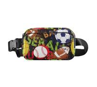 Marsupio elegante con palline con motivo sportivo, per donne, uomini, adolescenti, mini borsa a tracolla essenziale da viaggio con cinturino regolabile per lo shopping, lo sport, il lavoro, Palline