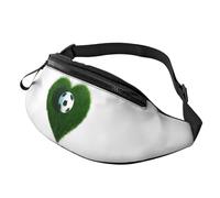 Marsupio elegante con scritta "I Love Soccer in 3D, per donne e uomini, leggero, con tasche con cerniera, cintura regolabile per passeggiate con il cane, corsa, ciclismo, escursionismo, sport all'aria