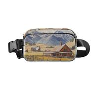 Marsupio elegante con Statua della Libertà, per donne e uomini, piccola borsa sportiva a tracolla per allenamento e corsa, Cowboy Ranch Horse Mountain, 1 size