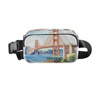 Marsupio elegante con Statua della Libertà, per donne e uomini, piccola borsa sportiva a tracolla per allenamento e corsa, Ponte Golden Gate, 1 size