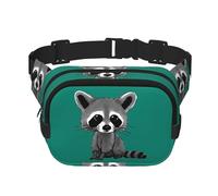Marsupio elegante e pratico con stampa a procione dei cartoni animati regolabile, perfetto per viaggi e attività all'aperto, nero, taglia unica, nero, Taglia unica