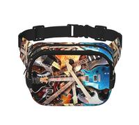 Marsupio elegante e pratico con stampa di chitarra musicale, regolabile, perfetto per viaggi e attività all'aperto, Nero , Taglia unica