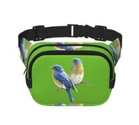 Marsupio elegante e pratico con stampa di due uccelli, regolabile, perfetto per viaggi e attività all'aperto, Nero , Taglia unica