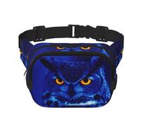 Marsupio elegante e pratico con stampa di gufi blu, regolabile, perfetto per viaggi e attività all'aperto, Nero , Taglia unica