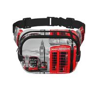 Marsupio elegante e pratico con stampa di telefono di Londra Inghilterra, Regno Unito, regolabile, perfetto per viaggi e attività all'aperto, Nero , Taglia unica