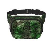 Marsupio elegante e pratico con stampa serpente verde, regolabile, perfetto per viaggi e attività all'aperto, Nero , Taglia unica