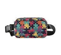 Marsupio elegante in stile cartone animato con puzzle colorato per donne e uomini, borsa a tracolla impermeabile con cinghia regolabile per allenamento, corsa, escursionismo, Un puzzle di colori in