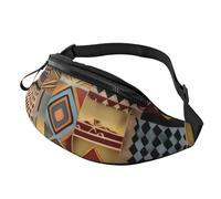Marsupio elegante in tessuto africano 3D patchwork per donne e uomini, leggero, con tasche con cerniera, cintura regolabile per passeggiate con il cane, corsa, ciclismo, escursionismo, sport all'aria