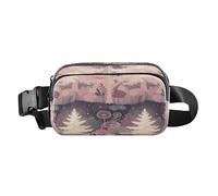 Marsupio elegante per piccoli uomini d'affari rosa inverno foreste innevate albero borsa da viaggio essenziale con tracolla regolabile grande capacità per ciclismo, escursionismo, palestra