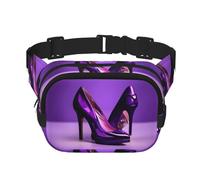 Marsupio elegante viola con stampa di rossetto, da donna, per tutti i giorni, per viaggi, attività all'aperto, corsa, caccia, per adulti, nero, Taglia unica