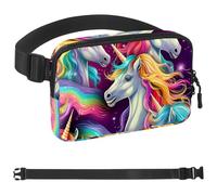 Marsupio estetico arcobaleno Unicorn-32 per uomini e donne, marsupio con tracolla regolabile, borsa a tracolla alla moda ovunque borsa da cintura per viaggi all'aperto, corsa, escursionismo,