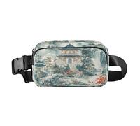 Marsupio estetico cinese verde moda marsupio a tracolla per uomo donna cintura toracica multiuso marsupio con cinghia regolabile per ciclismo escursionismo palestra, Estetica architettura cinese