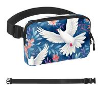 Marsupio estetico con fiori bianchi Dove-1721 per uomini e donne, marsupio con tracolla regolabile, borsa a tracolla alla moda ovunque, per viaggi all'aperto, corsa, escursionismo, multicolore,
