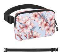 Marsupio estetico rosa con fiori di ciliegio, 980, per uomini e donne, marsupio con tracolla regolabile, alla moda, borsa a tracolla ovunque, per viaggi all'aperto, corsa, escursionismo, Multicolore