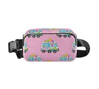 Marsupio estivo a forma di camioncino dei gelati rosa, elegante, per donne, uomini, adolescenti, multiuso, con cinghia regolabile, per viaggi, vacanze, corsa, Camion gelato rosa estate, 1 size