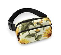 Marsupio estivo con girasole per donne e uomini, marsupio regolabile casual per viaggi, sport, escursionismo, bianco, 20 x 13 cm, Bianco, 7.9x5.1inches