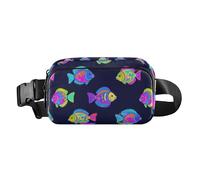 Marsupio estivo con pesci tropicali al neon alla moda per uomo donna borsa a tracolla resistente all'acqua con cinghia regolabile per lo shopping sport lavoro