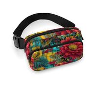 Marsupio estivo con stampa di fiori rossi, borsa a tracolla da donna, alla moda