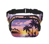 Marsupio estivo da donna con stampa di palme con cinghia regolabile per allenamento/corsa/escursionismo, marsupio a tracolla, Nero , Taglia unica