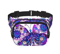 Marsupio etnico a doppio strato con farfalle e fiori mandala, per uomo e donna, regolabile, per viaggi, escursionismo, corsa, ciclismo, festival